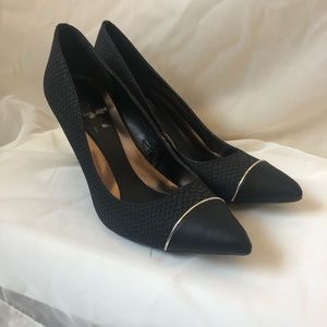 Calvin Klein Black Faux Snake Skin pointed heels